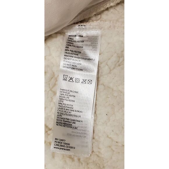 PRANA W's Diva Sherpa Lined Full Zip Insulated Jacket Size Large L White - Picture 8 of 9